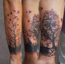 Tree and crows on ribs. Tree Silhouette Arm Tattoo Novocom Top