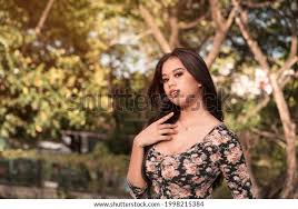 Voluptuous Young Filipina Woman Posing Park Stock Photo 2042176400 Shutterstock