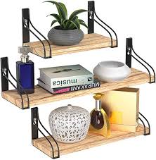 (312) £17.00 free uk delivery. Tribal Cooking Shelves Floating Wall Shelves Decorative Wooden Wall Shelf Set Of 3 Easy To Mount Shelves With Black Brackets For Bedroom Bathroom Farmhouse Rustic Or Modern Home Decor Pricepulse