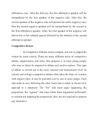 Many budding debaters have this constant fear as to if they start as a negative speaker; Assignment On Pedagogy Debates