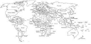 Large printable world map black and white, Map Of The World Black And White For Kids Aline Art