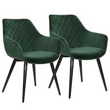 $209.99 ($105.00 per item) free shipping. Woltu Set Of 2 X Dining Chairs Green Kitchen Side Dining Chairs Upholstered Velvet Seat For Counter Lounge Living Room Corner Accent Chairs With Arms Back Support Metal Legs Reception Chairs