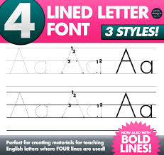 Alphabet cards, lines & fans. Four Lined Alphabet Letter Tracing Font Teaching English In Etsy