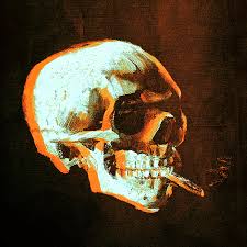 I'm proud of this lesson. Van Gogh Skull With Burning Cigarette Remixed 4 Digital Art By Filippo B