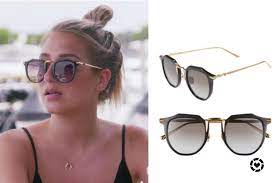Amanda Batula S Black And Gold Sunglasses Gold Sunglasses Big Blonde Hair Sunglasses