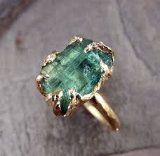 Lovely Clusters Black Diamond Ring Engagement Green Tourmaline Jewelry