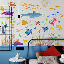 How else does the decor of the classroom take into account the children's developmental needs? Buy Ocean Themed Decor Stickers Under The Sea Wall Stickers Sea Shark Turtle Seaweed Wall Decals Watercolor Ocean Animal Wall Stickers For Bathroom Decorative Bedroom Bathtub And Children S Classroom Online In Italy