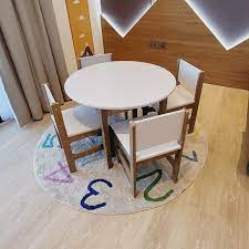 Round table and chair set. Buy Round Table 4 Chair Set White At Moon Kids Home
