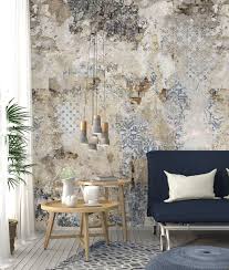 Non Woven Mural Stone Wall Antique Ornament Mediterranean Weathered 200x300cm Photo Non Woven Mural Stone In 2020 Gold Painted Walls Decor Wallpaper Living Room