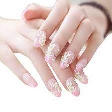 Stylish Wedding Bridal Nail Jewelry French Nails Rhinestone Nail Art False Nails 20 Bridal Nails Rhinestone Nails Nail Art Rhinestones
