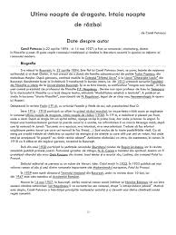 Fisa De Lectura Ultima Noapte De Dragoste Intaia Noapte De Razboi
