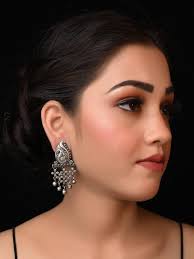 Hazel Peacock Oxidised Earrings