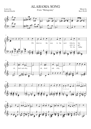 Show us the way to the next pretty boy to show me the way to the next little girl. Alabama Song Sheet Music For Piano Solo Musescore Com