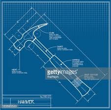 A Vector Illustration Of A Hammer Blueprint Blueprints Book Design Illustration