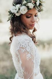 Boho Bride With Green And White Flower Crown Flower Crown Bridesmaid Flower Crown Bride White Flower Crown