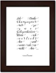 Coco Chanel Zitat Ich Trinke Champagner Print Bild Druck Poster