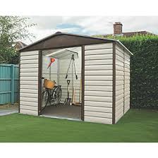 Pent metal shed 391 is a grey finish galvanized steel shed with sliding doors in the sloping end wall and a pent roof. Yardmaster Shiplap Sliding Door Shed 9 6 X 12 Nominal Metal Sheds Screwfix Com