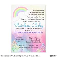 Cute Rainbow Custom Baby Shower Rsvp Invitation Zazzle Com Custom Baby Shower Rainbow Baby Shower Invitations Custom Baby