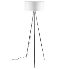 The shade is a luxurious grey velvet lined in a matching faux cotton adding sophisticated glamour to any room. Modern Chrome Tripod Floor Lamp Standard Light W Large White Fabric Light Shade Ebay