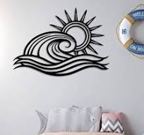 Ocean Wave Metal Wall Art, Sun Beach Decor, Coastal Large Wall Sculpture  for Home, Indoor/Outdoor Use, Nautical Wall Hanging, Eye-Catching Addition  to ...