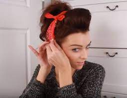 50s Inspired Vintage Pinup Updo W Bandana All Things Hair Easy 50s Hairstyles 50s Hairstyles Rockabilly Hair