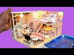 Diy Miniature New Barbie Dollhouse With Real Swimming Pool Youtube Doll House Plans Doll House Cardboard Toys