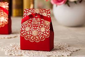 Saitec Pack Of 50ps Double Happiness Design Chinese Red Candy Box Classical Wedding Candy Boxes Red Wedding Favors Wedding Candy Boxes Wedding Favor Gift Boxes