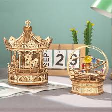 Rokr 3d wooden puzzle mechanical music box,diy aircraft model kits to build,best toy gift for kids/teens/adults on birthday,decoration for room 4.4 out of 5 stars 139 $27.99 $ 27. Rokr Romantic Carousel Mechanical Music Box 3d Wooden Puzzle Amk62 Rokr Online