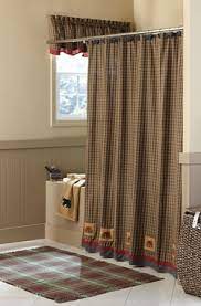 White pique pattern fabric shower curtain. Cabin Rustic Lodge Shower Curtains Cabin 9 Design