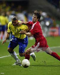 Tugay Kerimoglu Of Turkey Tries To Tackle Ronaldo Of Brazil During Ronaldo Brazil World Cup Final