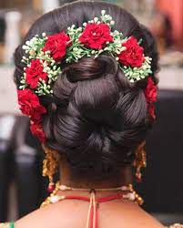 Red Roses Bun Hairstyles For Long Hair Bridal Hair Buns Bridal Hairdo