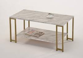 Shop coffee & cocktail tables at turner's budget furniture near albany, bonaire , moultrie, valdosta, thomasville, tallahassee and tifton great selection of signature design by ashley and ashley furniture. Marble Faux With Gold Finish Frame 2 Tier Accent Furniture Modern Rectangle Coffee Cocktail Table Buy Online In Angola At Angola Desertcart Com Productid 192718629