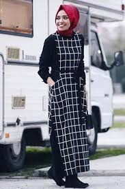 Qooqstore Kareli Siyah Elbise Online Satis Indirimli Satin Al Islami Moda Siyah Elbise Maksi Elbiseler
