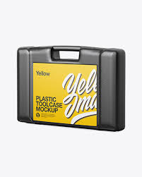 Download Plastic Tool Case Mockup Half Side View In Box Mockups On Yellow Images Object Mockups PSD Mockup Templates