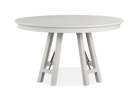 The cress round dining table will nurture your inner perfectionist with its equal focus on angles and curves. Magnussen Heron Cove White Round Table And Two Curved Benches