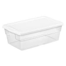 Sterilite 6 Qt Storage Box Set Of 4 16410096 The Home Depot Wire Closet Shelving Storage Bins With Lids Sterilite