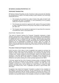 Maybe you would like to learn more about one of these? Nr Nordic Russia Properties Ltd Proposed Transaction