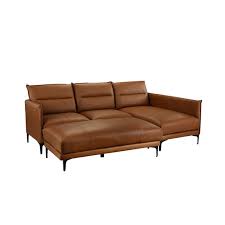 Fabric modern sectional sofa with movable chaise lounge. Mid Century Leather Sectional Sofa L Shape Couch With Rectangular Ottoman Camel Brown Walmart Com Walmart Com