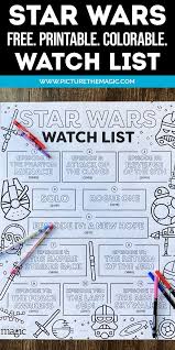Free Colorable Star Wars Movie Watch List Star Wars Movie War Movies Star Wars Watch