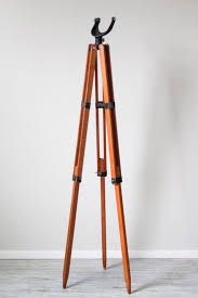 Vintage Wooden Tripod Abajur Lamba Dekor