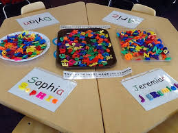 Easy Create Each Child S Name On Computer Put Inside A Sheet Protector When Making Their Name Ma Preschool Names Kindergarten Names School Activities
