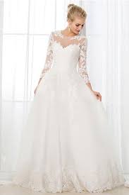Nothing is missing, absolute silence, millions of eyes are. A Line Princess Scoop Neck Lace Wedding Dress With Long Sleeves Angrila