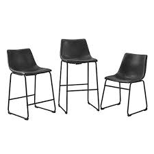 Amazon Com We Furniture Black Faux Leather Counter Chairs Set Of 2 Kitchen Amp Dining Faux Leather Dining Chairs Furniture Walker Edison Furniture Company