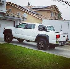 Can we fit 33 inch tires on stock height thanks. 2016 Tacoma Sr5 With 3 Inch Lift 33 S Tire Xd Series Rims Bushwacker Pocket Style Flares Black Tacoma Emblems 2016 Tacoma Toyota Tacoma Tacoma
