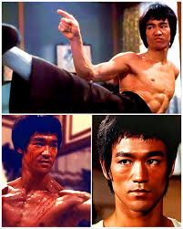 An iconic publicity shot of Bruce Lee in the famous 'Hall of Mirrors' set  for 'Enter the Dragon'. This image was taken by local photographer, Chan  Yuk, right after the first unit