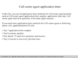 Call Center Agent Application Letter