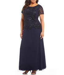 Pisarro Nights Plus Size Beaded Bodice Mock Two Piece Dress