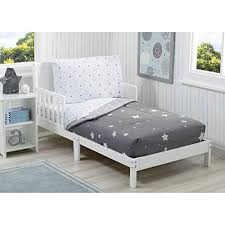 What is the dimension of a toddler bed? Delta Children Toddler Bedding Set Boys 4 Piece Collection Fitted Sheet Flat Top Sheet W Elastic Bottom Fitted Comforter W Elastic Bottom Pillowcase Dusty Skies Grey Buy Online In Saint Vincent