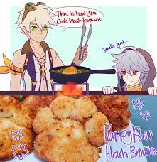 Kim On Twitter I Made Razor S Puppy Paw Hash Browns Omg The Food In Genshin Impact Looks So Good But Razor Fan Art Puppy Paws Cute Korean Fashion