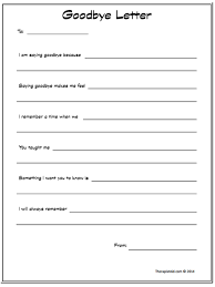 Note format for cbt / cognitive behavioral therapy cbt : Goodbye Letter Worksheet Therapist Aid